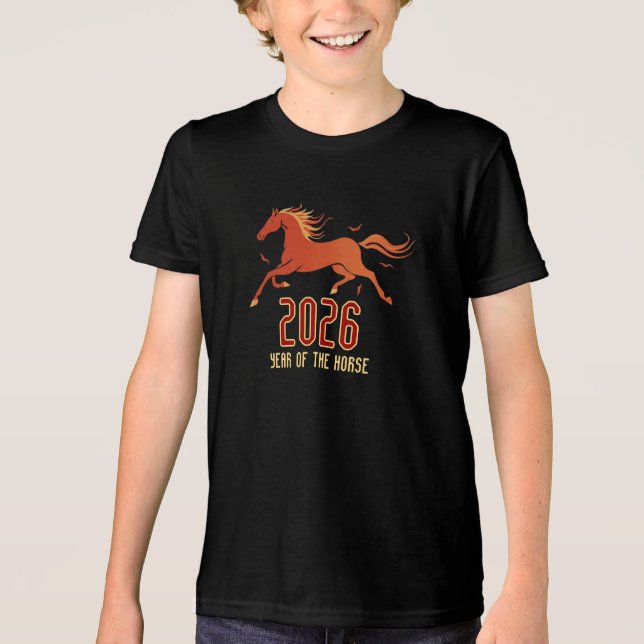 Camiseta Triblenda Chinese Fire Horse New Year 2026 Kid's (Anverso)