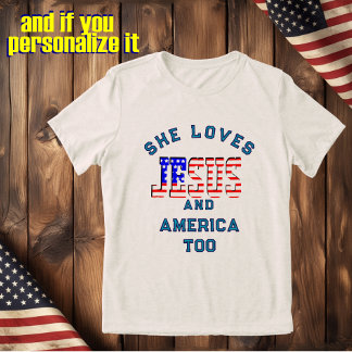 Camiseta Triblenda Christian custom template loves Jesus and America