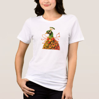 Camiseta Triblenda Christmas Attire Peacock on a Short Sleeve White