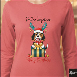 Camiseta Triblenda Christmas Beagle Reindeer Scarf Gift Graphic