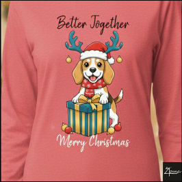 Camiseta Triblenda Christmas Beagle Reindeer Scarf Gift Graphic