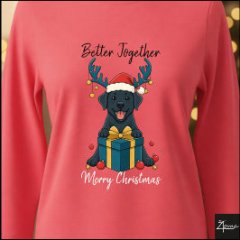Camiseta Triblenda Christmas Black Labrador Gift Graphic Reindeer