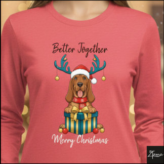 Camiseta Triblenda Christmas Bloodhound Reindeer Scarf Gift Graphic