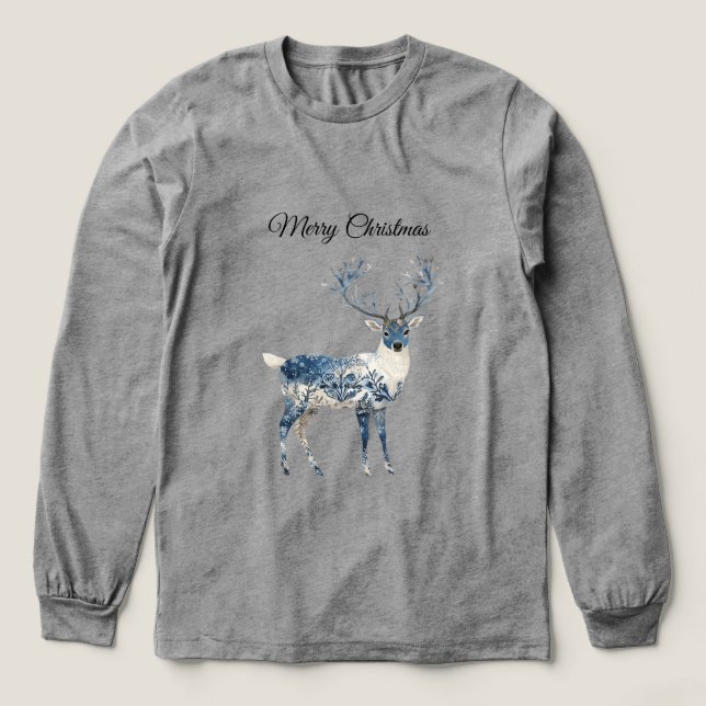 Camiseta Triblenda Christmas Blue White Chic Deer (Diseño traserp)