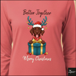 Camiseta Triblenda Christmas Brown Labrador Reindeer Gift Graphic