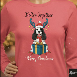 Camiseta Triblenda Christmas Cocker Spaniel Gift Graphic Reindeer