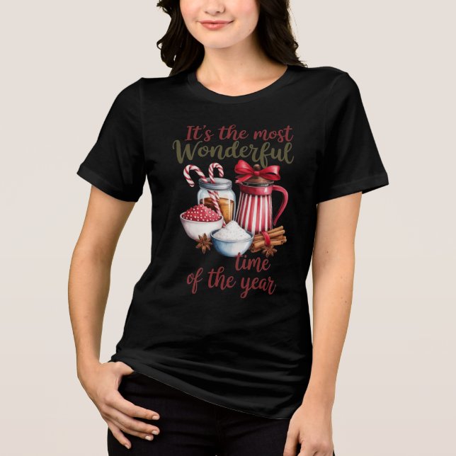 Camiseta Triblenda Christmas Coffee & Candy Cane Illustration  (Anverso)