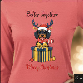 Camiseta Triblenda Christmas Dachshund Reindeer Scarf Gift Graphic
