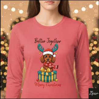 Camiseta Triblenda Christmas Dachshund Reindeer Scarf Gift Graphic