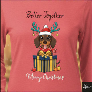 Camiseta Triblenda Christmas Dachshund Reindeer Scarf Gift Graphic