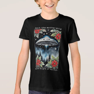 Camiseta Triblenda Christmas Flying Saucer Aliens Deck the Mothership