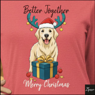 Camiseta Triblenda Christmas Golden Retriever Gift Graphic Reindeer