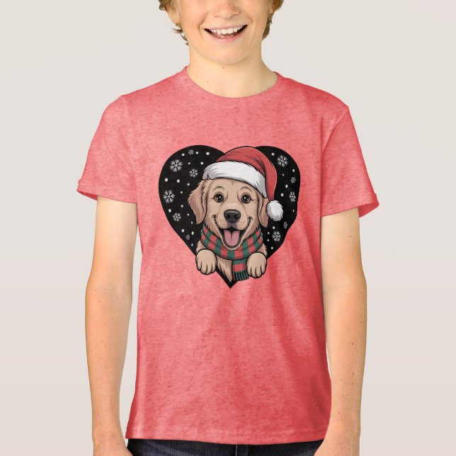 Camiseta Triblenda Christmas Golden Retriever - Santa Dog (Anverso)