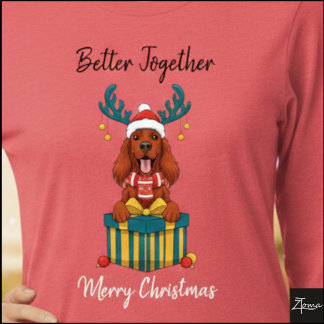 Camiseta Triblenda Christmas Irish Setter Red Reindeer Gift Graphic