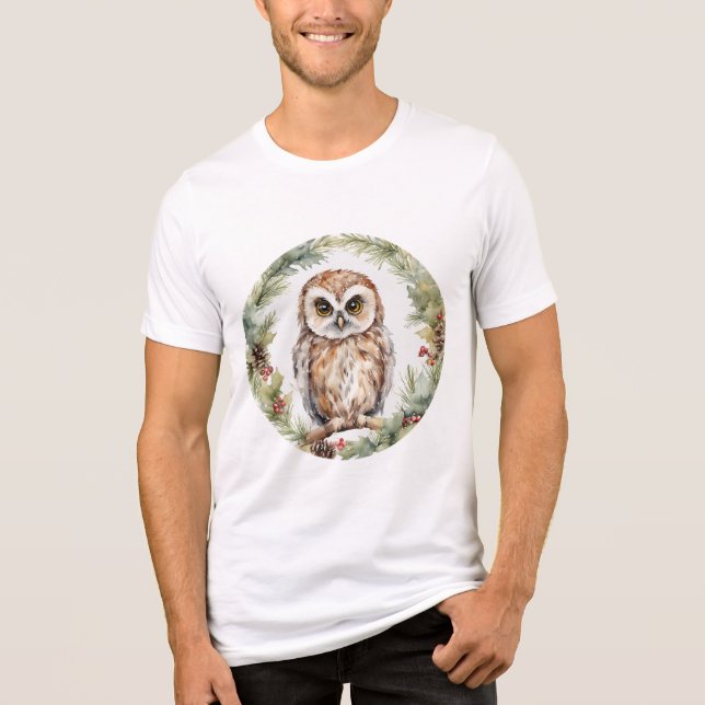 Camiseta Triblenda christmas owl illustration owl wall art holiday  (Anverso)