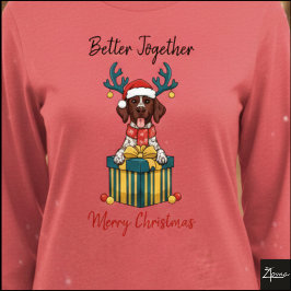 Camiseta Triblenda Christmas Pointer Dog Ticked Gift Graphic