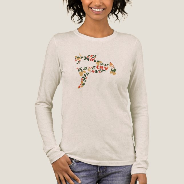 Camiseta Triblenda Christmas Reindeer Collage – Festive Holida (Anverso)