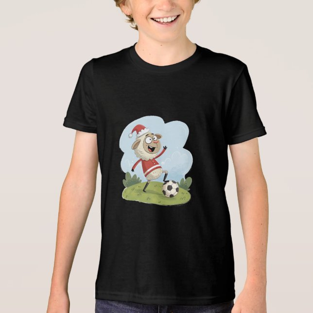 Camiseta Triblenda Christmas Sheep playing soccer (Anverso)