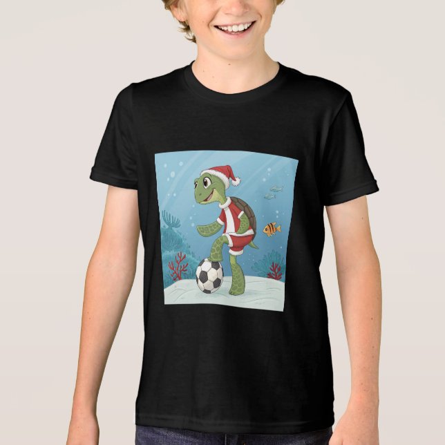 Camiseta Triblenda Christmas Turtle playing football (Anverso)