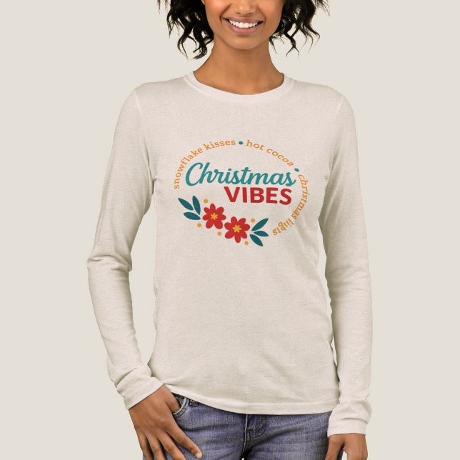 Camiseta Triblenda Christmas Vibes Women’s Long Sleeve Shirt (Anverso)