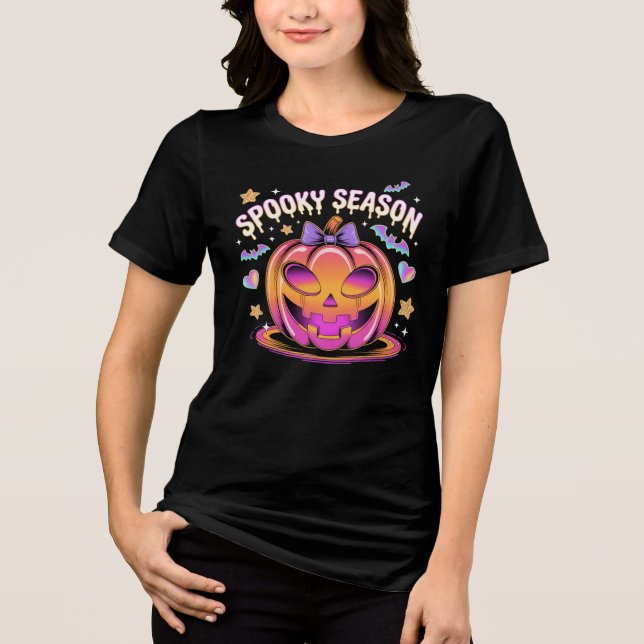 Camiseta Triblenda Chrome futurista Jack-O’-Lantern Halloween T-Shir (Anverso)
