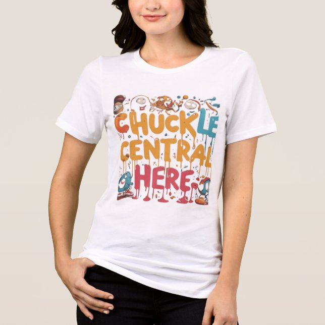 Camiseta Triblenda Chuckle Central Here Mujeres ropa de moda. (Anverso)