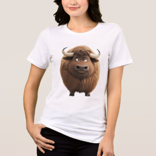 Camiseta Triblenda Chunky Cool Round Bull Tee Cute Zodiac Buey Gráf