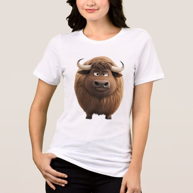 Camiseta Triblenda Chunky Cool Round Bull Tee | Cute Zodiac Ox Graphi (Anverso)