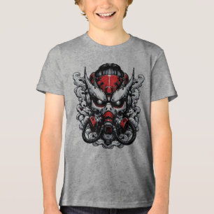 Camiseta Triblenda Ciber Oni: Máscara del Guerrero de Humo