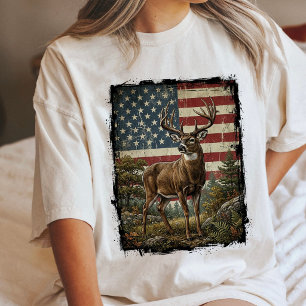 Camiseta Triblenda Ciervo Patriótico Bandera Americana Regalo Cazador