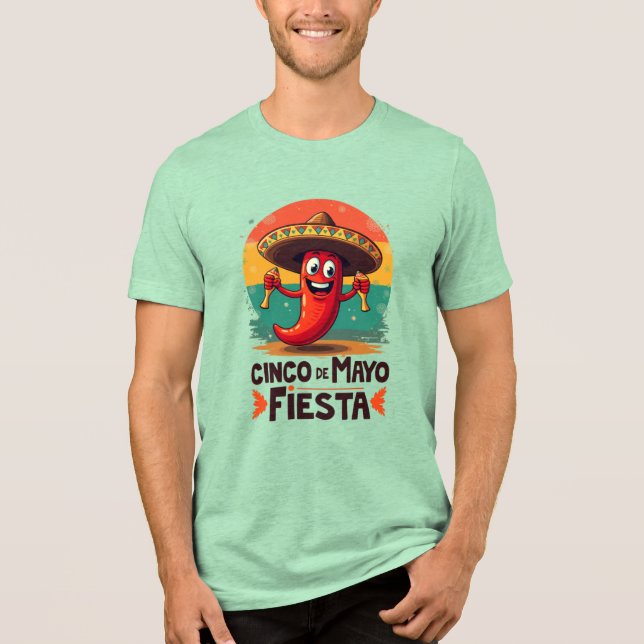 Camiseta Triblenda Cinco de Mayo Fiesta - Fiesta mexicano picante y d (Anverso)