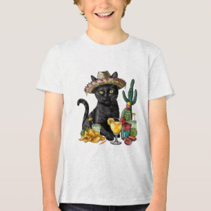 Camiseta Triblenda Cinco De Mayo Gato Negro Cocina Mexicana Gato Negr