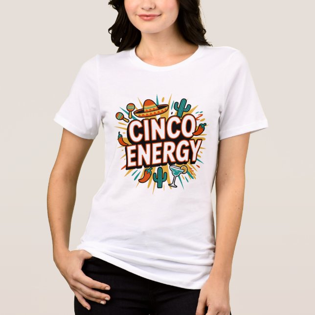 Camiseta Triblenda Cinco Energy Fiesta Retro T-Shirt (Anverso)