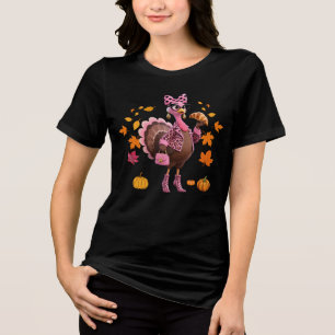 Camiseta Triblenda Cinta Coqueta de Acción de Gracias Día de Pavo Le
