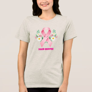 Camiseta Triblenda Cinta de Conciencia del Cáncer de Seno Rosa Sonrie