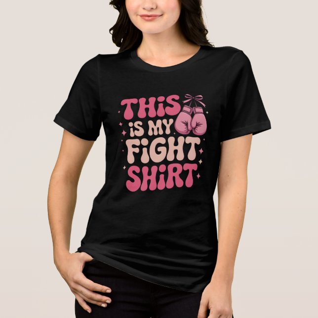 Camiseta Triblenda Cinta rosa para la toma de conciencia sobre el cán (Anverso)