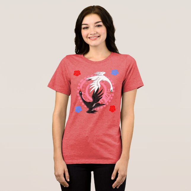 Camiseta Triblenda Circling Swans Love Conquers All Romantic Art (Anverso Completo )