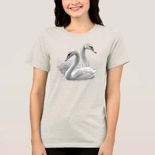 CAMISETA TRIBLENDA CISNES DIBUJADOS A MANO