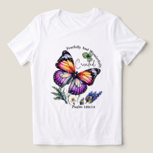 Camiseta Triblenda cita bíblica creada con miedo y maravilla