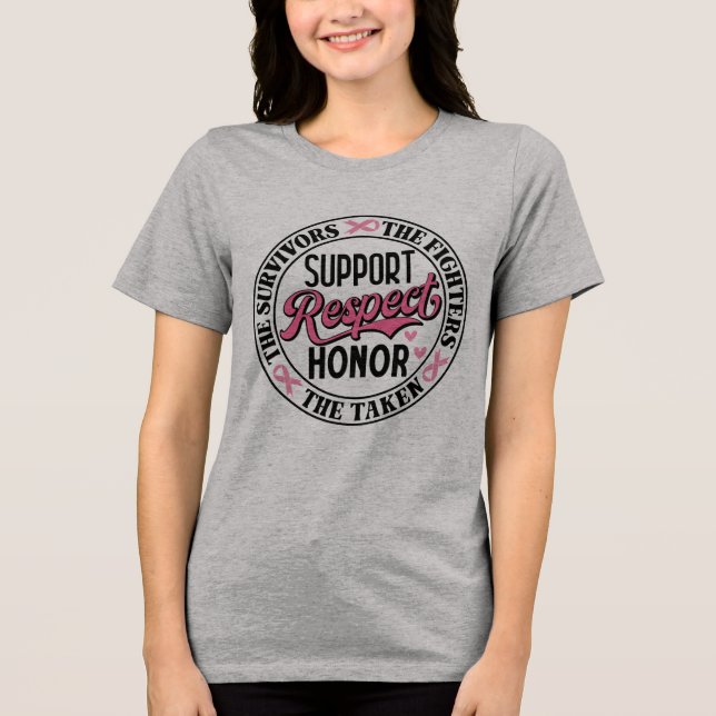 Camiseta Triblenda Cita de aumento del cáncer de mama (Anverso)