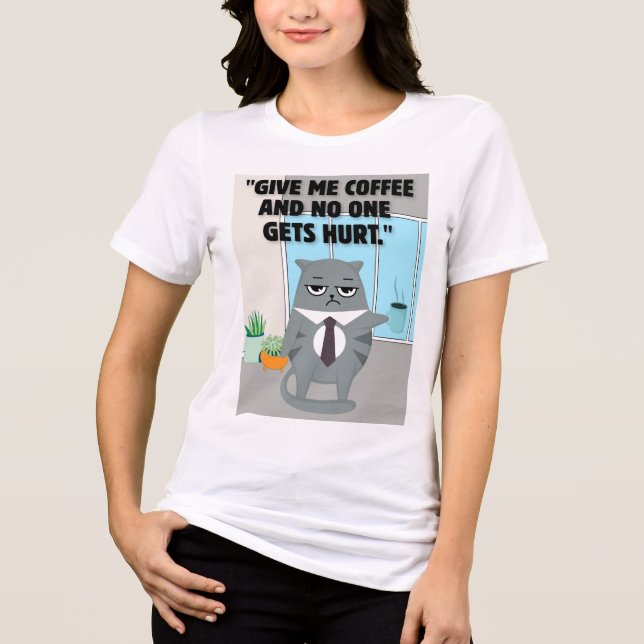 Camiseta Triblenda Cita de café para gatos (Anverso)