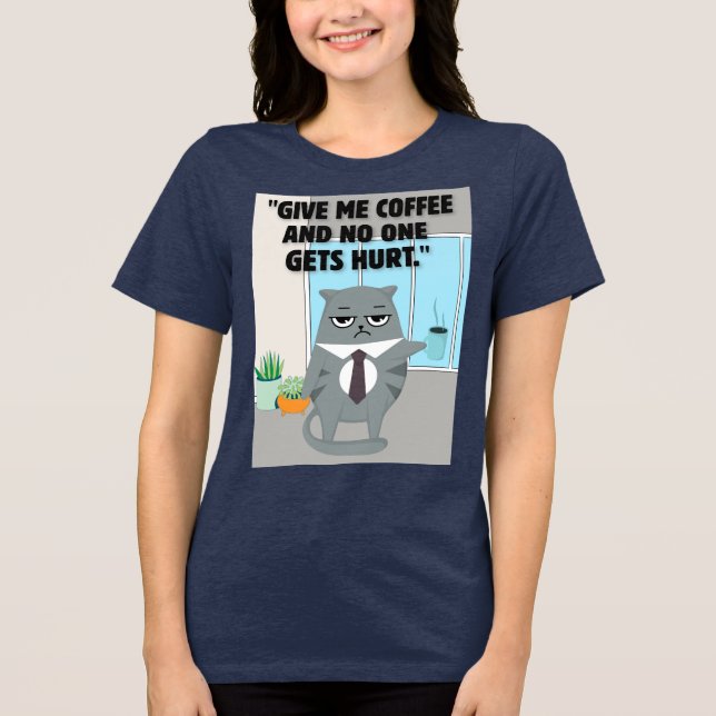 Camiseta Triblenda Cita de café para gatos (Anverso)