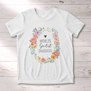 Camiseta Triblenda Cita de la mejor hija del mundo Floral Colorida