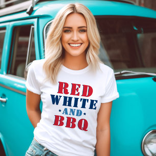 Camiseta Triblenda Cita del 4 de julio de Rojo Blanco y Barbacoa