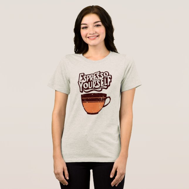 Camiseta Triblenda Cita divertida del café retro (Anverso Completo )