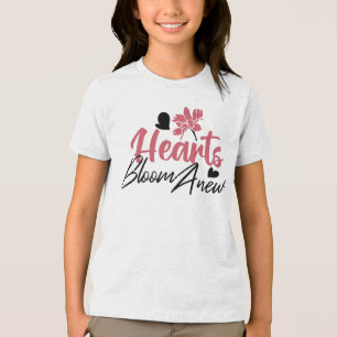 Camiseta Triblenda Cita floral Inspiradora con nuevos corazones