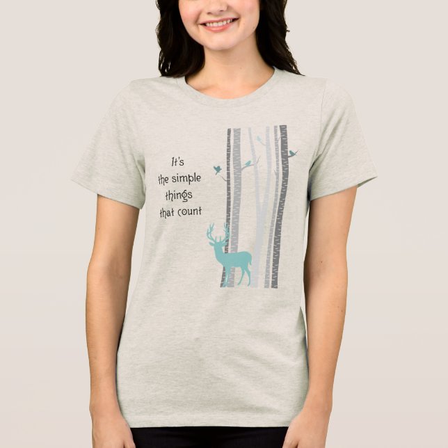 Camiseta Triblenda Cita Inspiradora de Birch Trees Deer (Anverso)