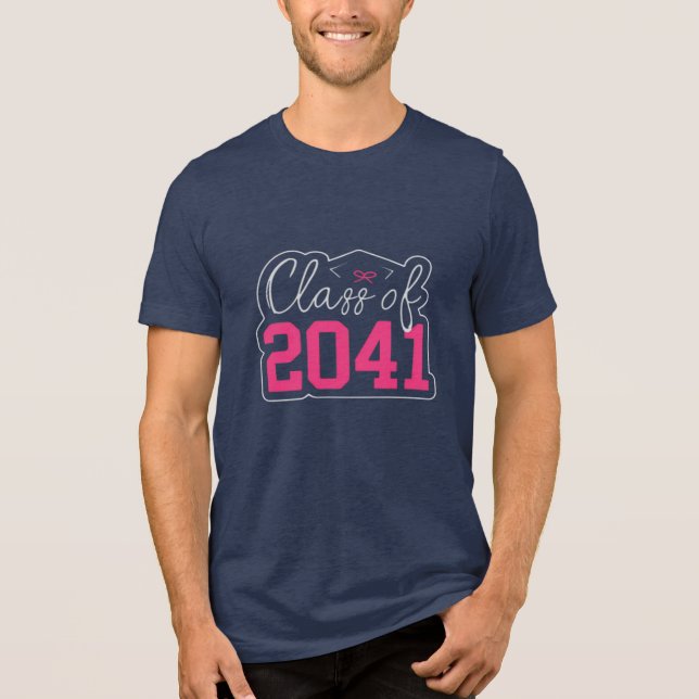 Camiseta Triblenda Clase de Diseño de Graduación 2041 - Sch rosa y bl (Anverso)