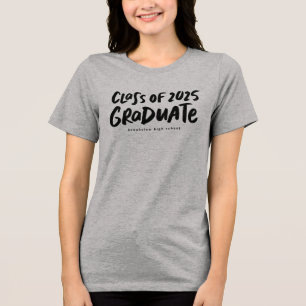 Camiseta Triblenda Clase de graduación moderna en negro de 2024
