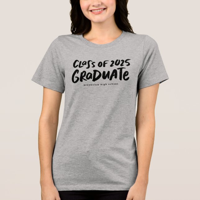 Camiseta Triblenda Clase de graduación moderna en negro de 2025 (Anverso)